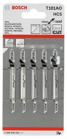 Изображение товара Пилки для лобзика Bosch T101AO, 56мм, 5 шт (2608630031)