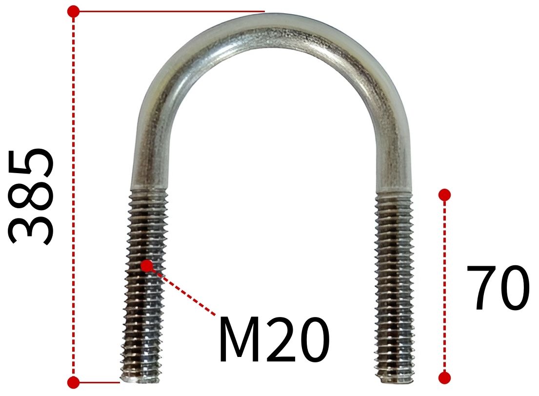 Скоба U-образная 332 под трубу диаметром 300 мм DIN 3570 form A, нержавеющая сталь А4 - фото