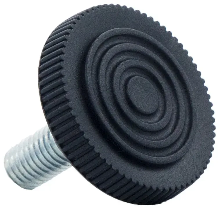 Опора регулируемая с резьбовым стержнем М8х25, основание с насечками 32 мм и 32М8-25ЧН, пластик, черная (RAL 9005) - фото