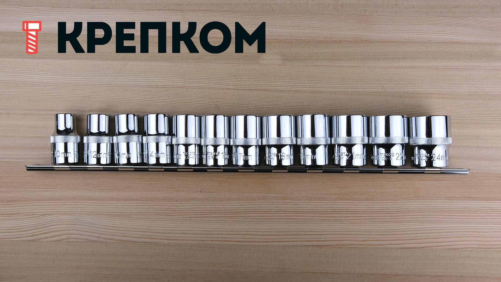 Изображение товара Набор торцевых головок Ombra 912012 1/2"DR 10-24 мм 12 шт хромованадиевая сталь