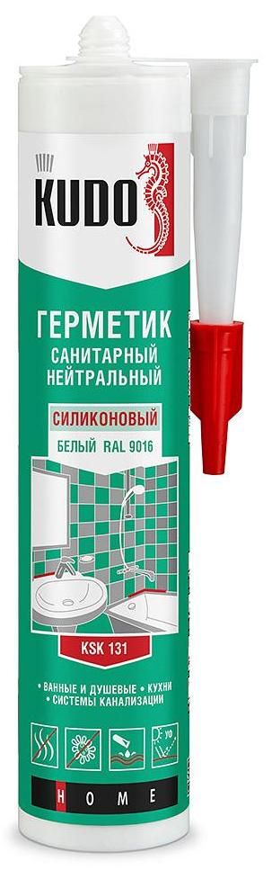 Герметик силиконовый санитарный 280 мл Kudo KSK-131, белый - фото