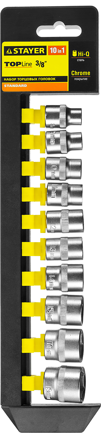Набор торцовых головок RSS 10M 3/8" DR Stayer Standard 27757-H10, 10 предметов - фото