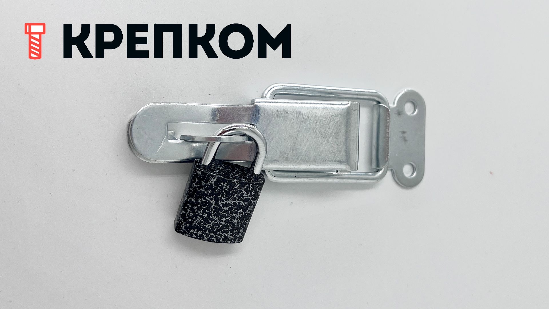 Замок-защелка лягушка с ушком L=80 B80-3, оцинкованная сталь - фото