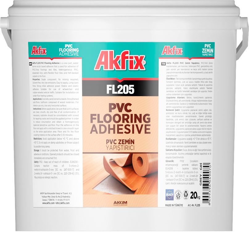 Клей акриловый для напольных покрытий из ПВХ, 20 кг FL205 Akfix - фото