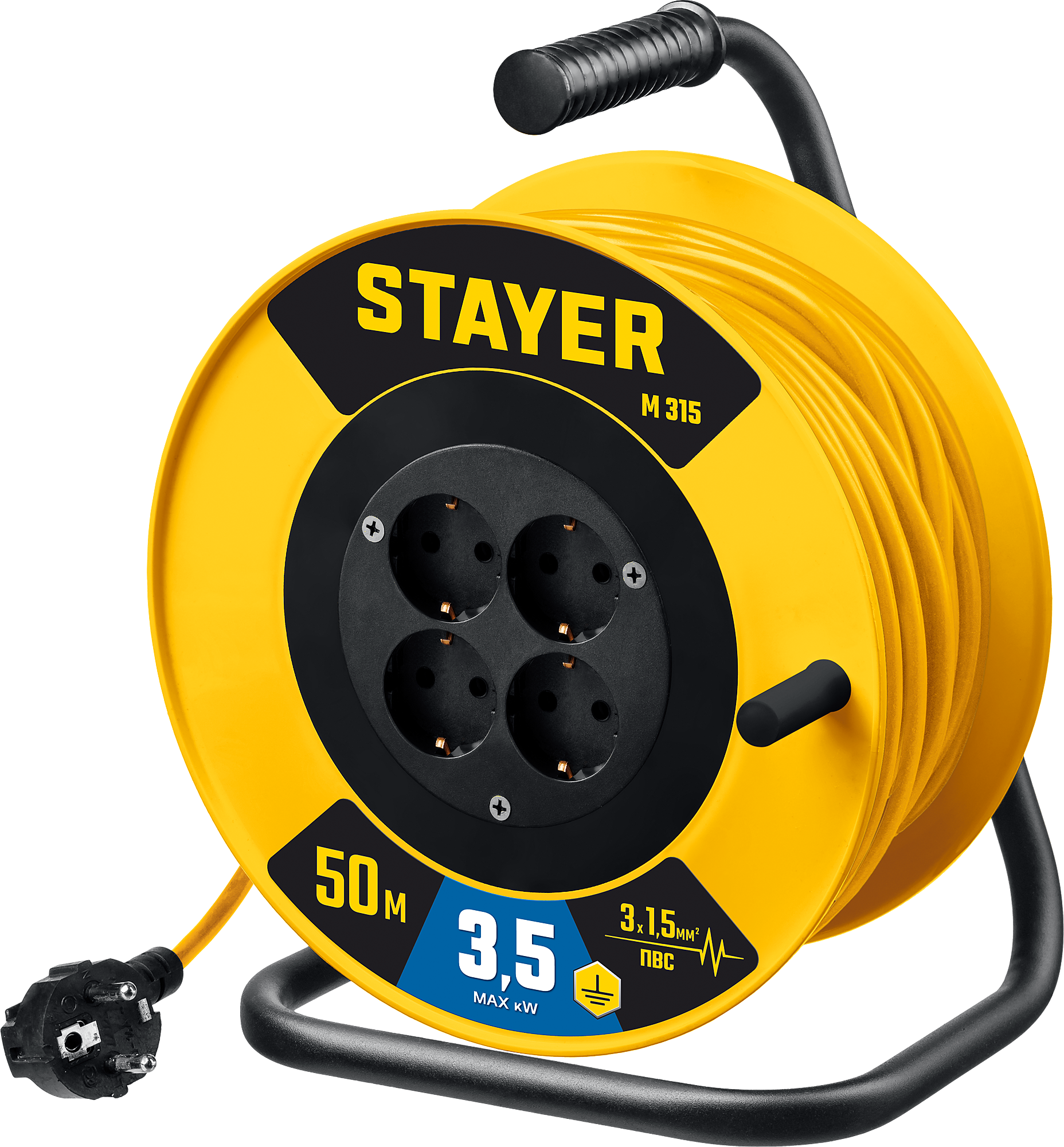 Силовой удлинитель на катушке 4 розетки M-315 Stayer - фото