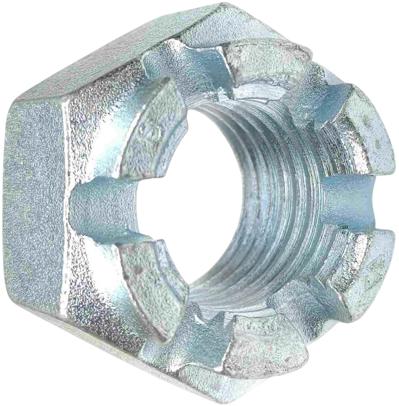 Гайка корончатая М20 DIN 935, класс прочности 10, оцинкованная сталь - фото