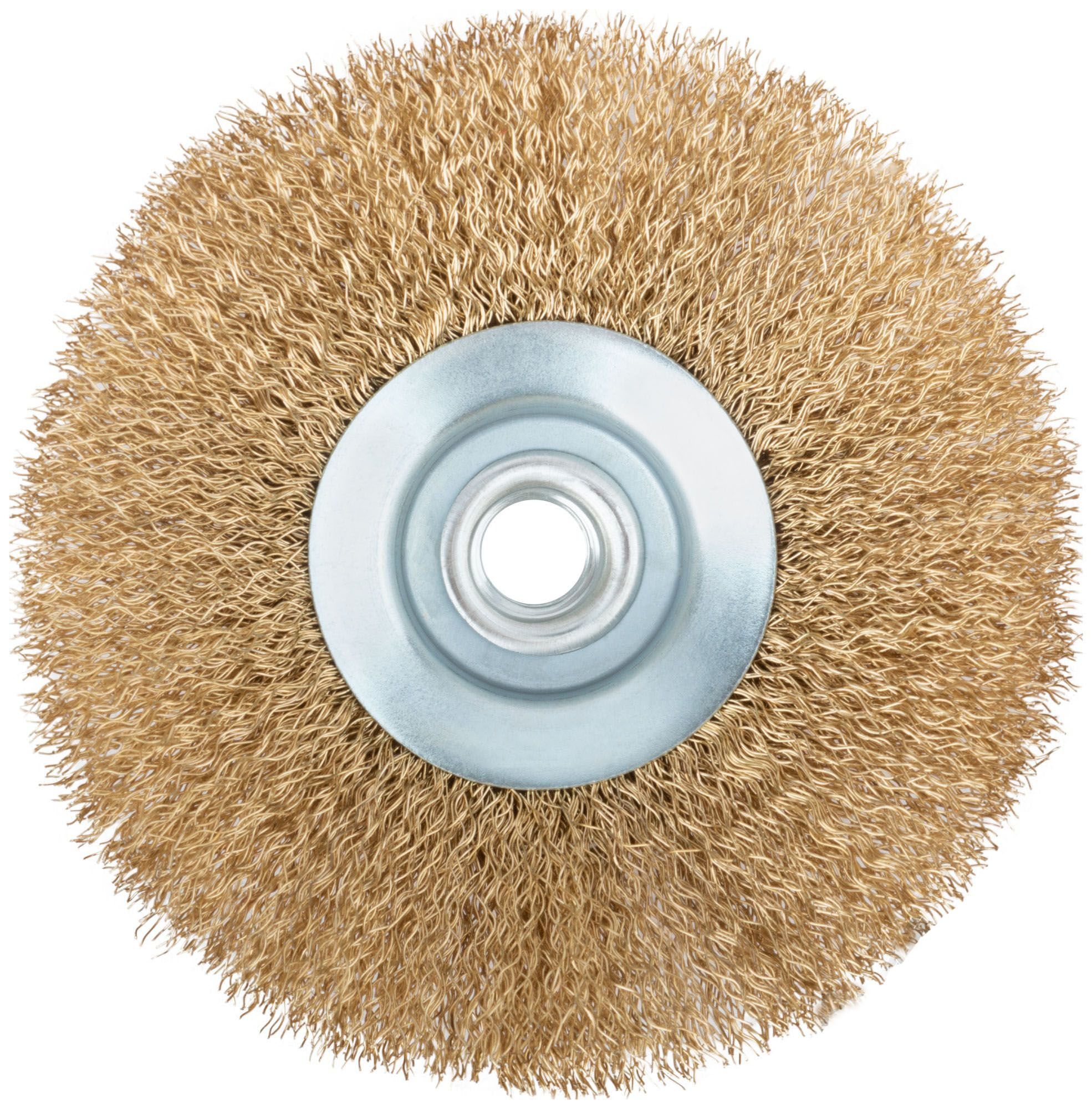 Корщетка-колесо с наклоном для УШМ 125 мм М14, латунированная проволока, FIT 39052 - фото