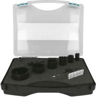 Набор коронок универсальных 19, 22, 29, 38, 44, 57 мм Heller BiMetall 50102, 9 предметов в кейсе