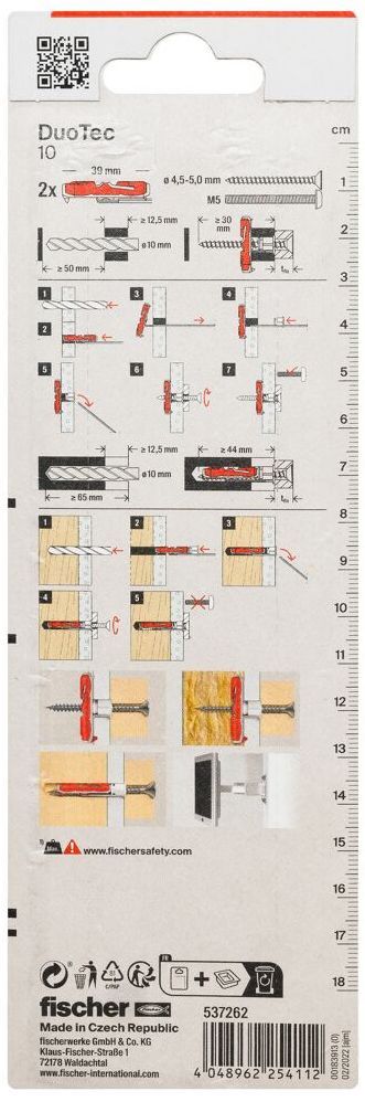 Универсальный дюбель DUOTEC 10 Fischer 537262, 2 шт в блистере - фото