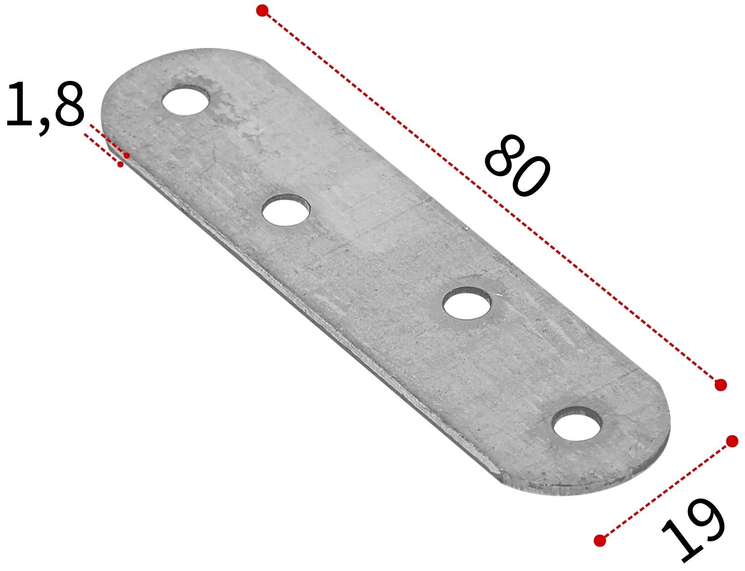 Пластина бытовая 80х19х1,8 мм, оцинкованная сталь - фото