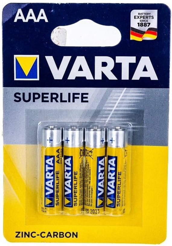 Батарейки солевые AAA Varta Superlife 2003113414, 4 шт в блистере - фото