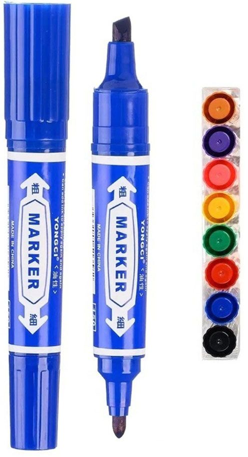 Набор перманентных маркеров 2-х сторонних, 2-5 мм 8 цветов, MC-4070-8 - фото