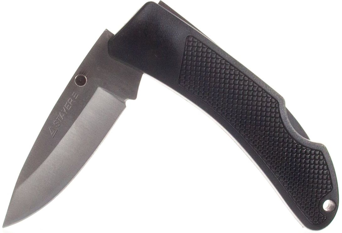 Нож складной средний 82 мм с обрезиненной ручкой Stayer 47600-2 - фото
