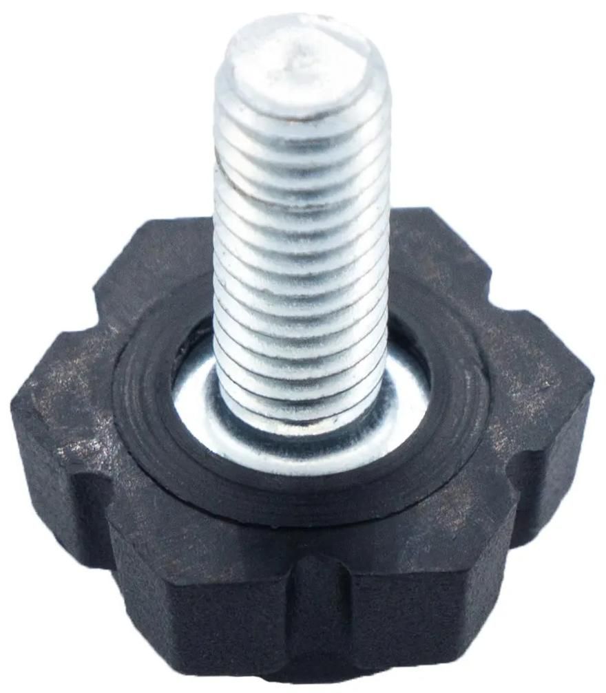 Опора регулируемая с шестигранным основанием 19 мм и резьбовым стержнем М6х40 19М6-40ЧН, пластик, черная (RAL 9005) - фото