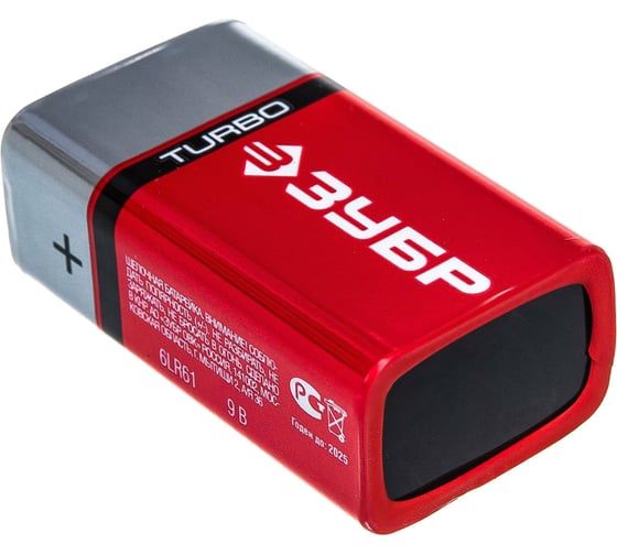 Батарейка щелочная тип 6LR61 Крона 9 В ЗУБР Turbo 59219 - фото