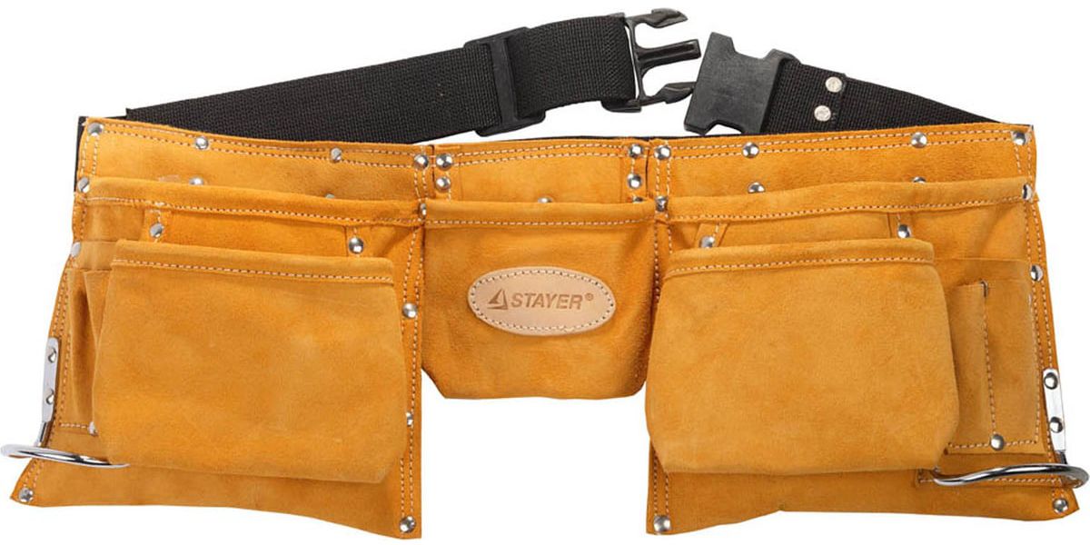 Пояс для инструментов 2 скобы 11 карманов Stayer 38520 - фото