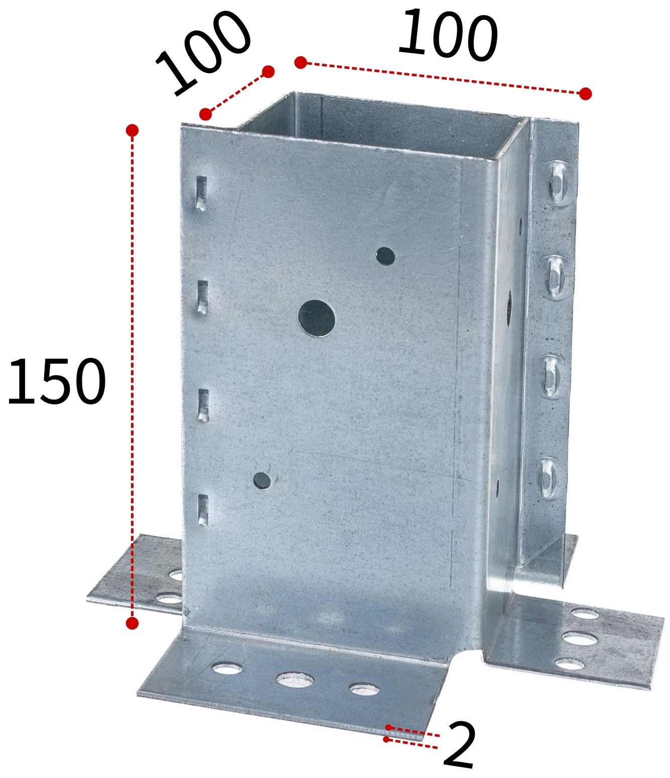 Опора столба ''Стакан'' ПТ 100х100х150 мм, горячий цинк - фото