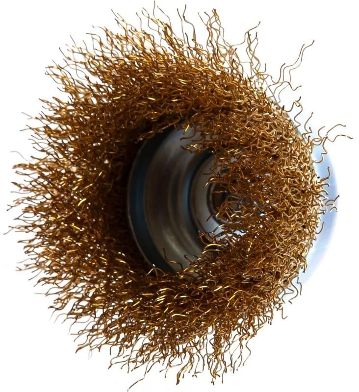 Щетка чашечная для дрели, витая латунированная стальная проволока 0,3 мм Stayer Prof  - фото