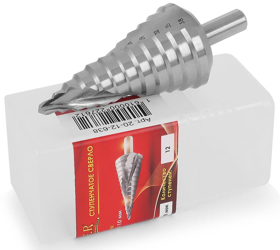 Сверло ступенчатое 6-38 мм, хвостовик 10 мм HSS Messer 20-12-638, 12 ступеней - фото