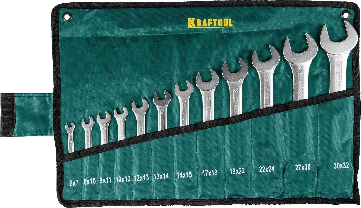 Набор рожковых гаечных ключей 12 шт, 6 - 32 мм, KRAFTOOL 27033-H12 - фото
