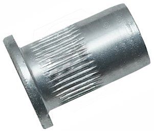 Резьбовая заклепка М8 L=18,5 мм с цилиндрическим бортиком и насечками, оцинкованная сталь - фото