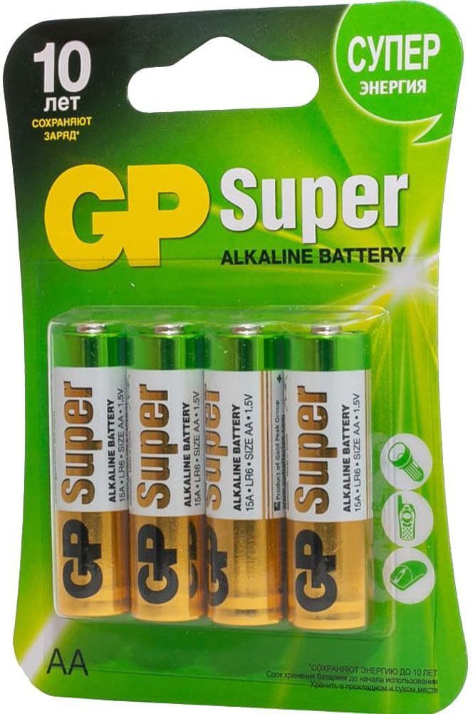 Батарейка SUPER 15A LR6/316 BL4 GP 763384, 1 шт - фото