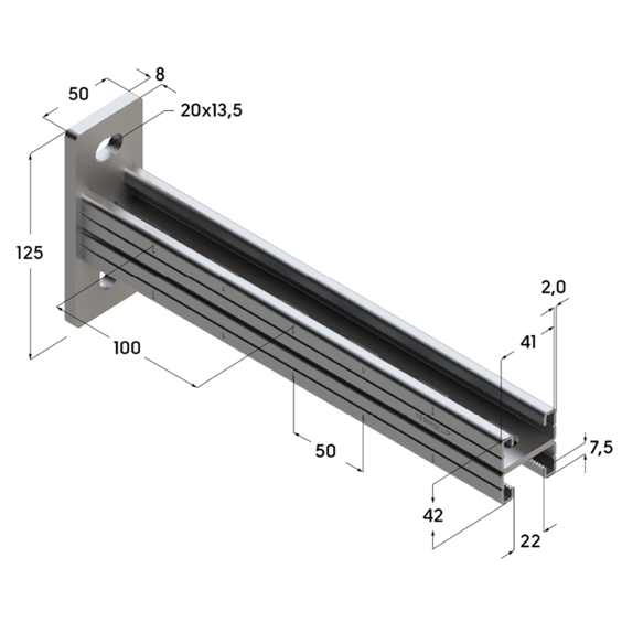 Консоль 41х42х2,0-1000 TERMOCLIP - фото