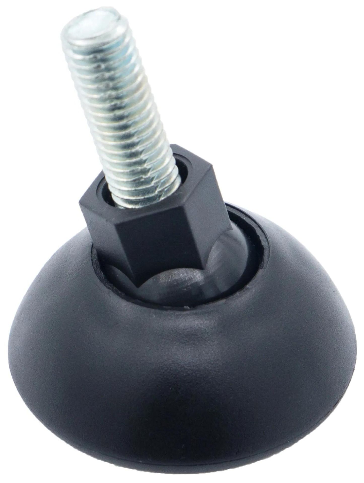 Опора регулируемая шарнирная с болтом М10х30 и основанием 49 мм 49М10-30ЧН, пластик, черная (RAL 9005) - фото