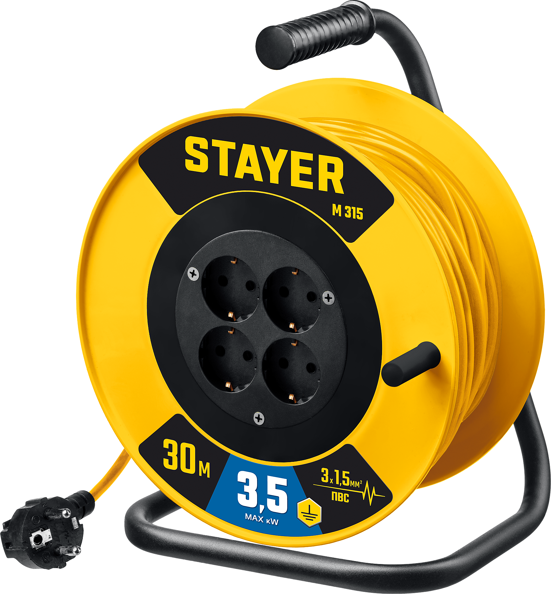 Силовой удлинитель на катушке 4 розетки M-315 Stayer - фото