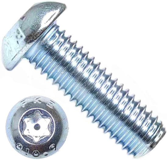 Винт 6х16 с полукруглой головкой и шлицем TORX ISO (DIN) 7380, высокопрочный 10.9, оцинкованная сталь - фото