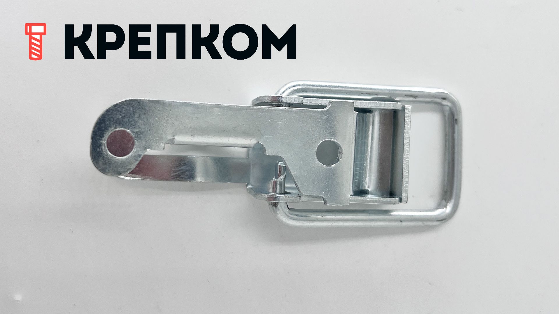 Замок-защелка лягушка с ушком L=80 B80-3, оцинкованная сталь - фото