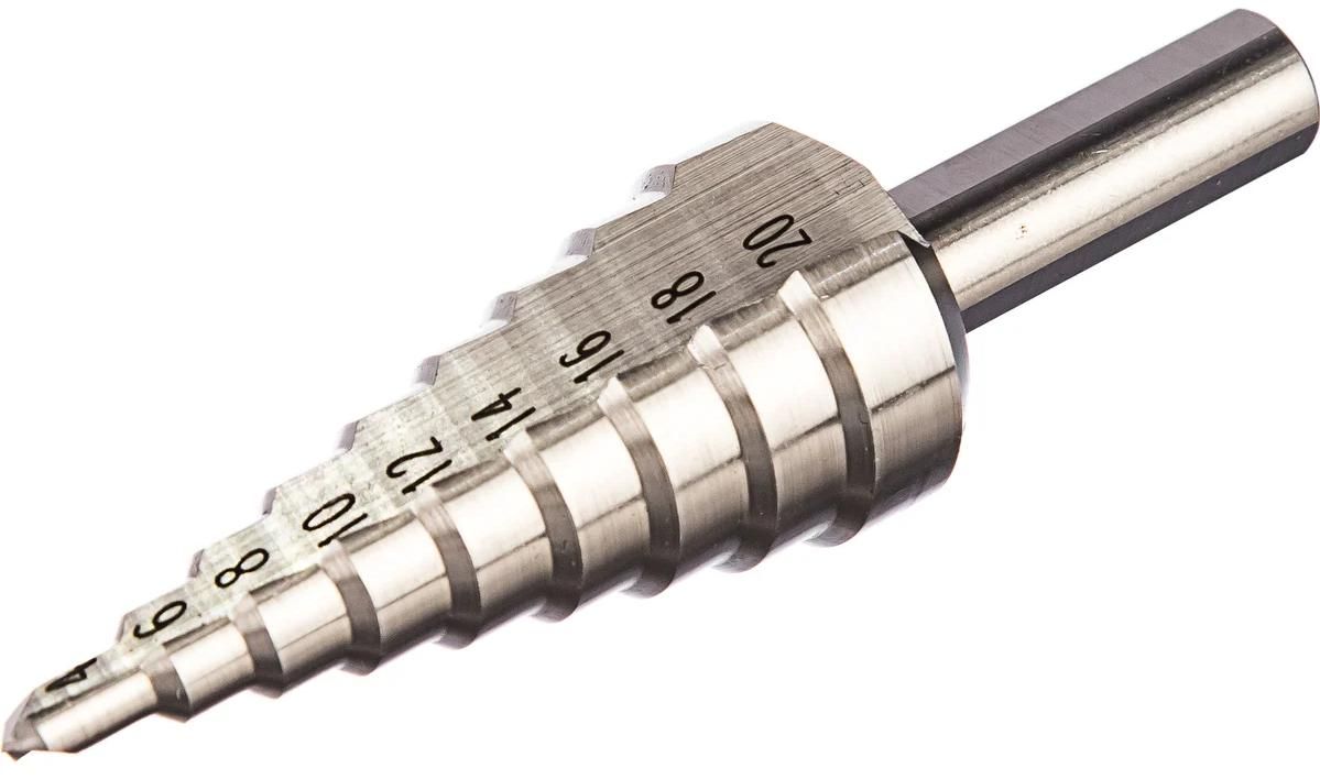 Сверло ступенчатое 4-20 мм, хвостовик 8 мм HSS Messer 19-09-420, 9 ступеней - фото