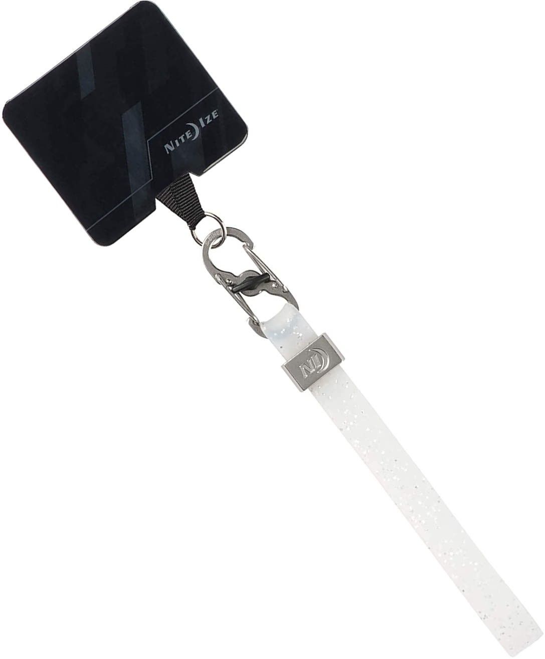 Крепление для телефона с карабином Nite Ize Hitch Phone Anchor + Stretch Strap HPSS-0211-R7, белый с блестками - фото