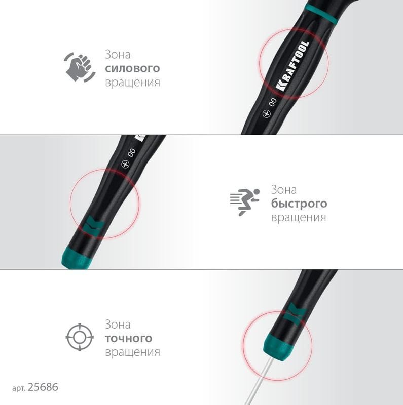 Набор отвёрток для точных работ Kraftool Precision-7 25686, сталь Cr-V, 7 предметов в кейсе - фото