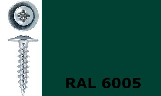 Саморез-клоп острый 4,2х13 окрашенный, RAL 6005 (зелёный мох) - фото
