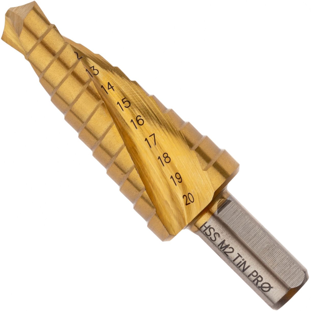 Изображение товара Ступенчатое сверло по металлу 10-20 мм HSS-G M2 TiN ProfiOsnastka Эксперт