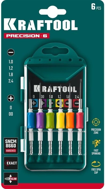 Набор отвёрток для точных работ Kraftool Precision-6 25679, сталь SNCM, 6 предметов в кейсе - фото