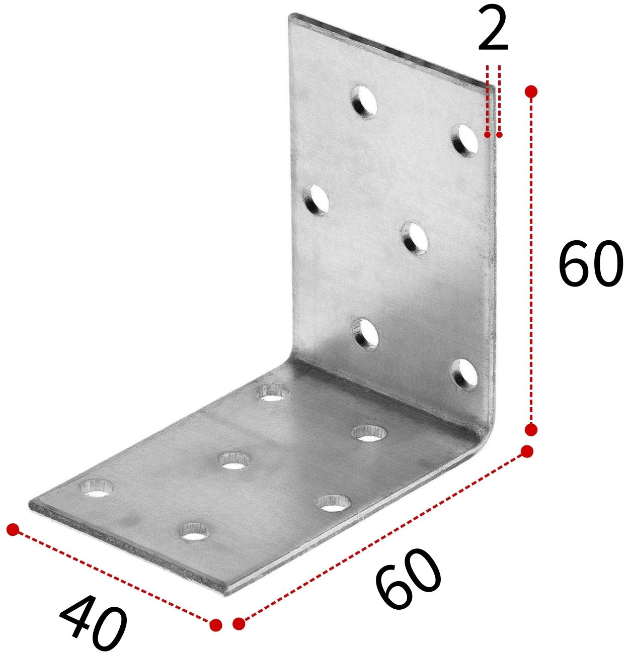 Уголок крепежный 60х60х40 мм, горячий цинк - фото
