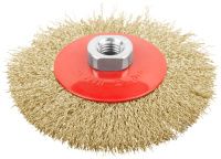 Корщетка-колесо с наклоном для УШМ 115 мм М14, латунированная проволока, FIT 39051