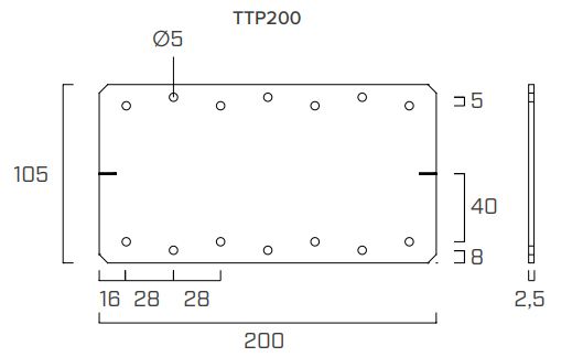 Пластина 200х105х3 Titan Plate T Holz Technic TTP200 - фото