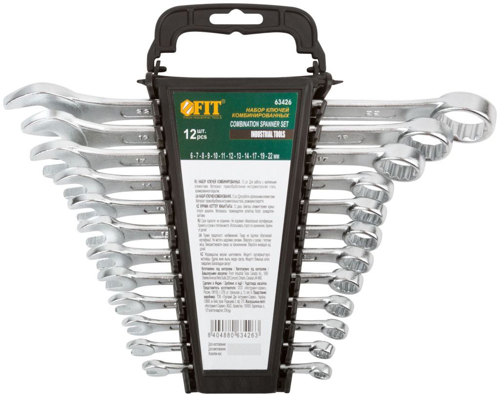 Набор комбинированных гаечных ключей 6-22 мм FIT Хард 63426, 12 шт - фото