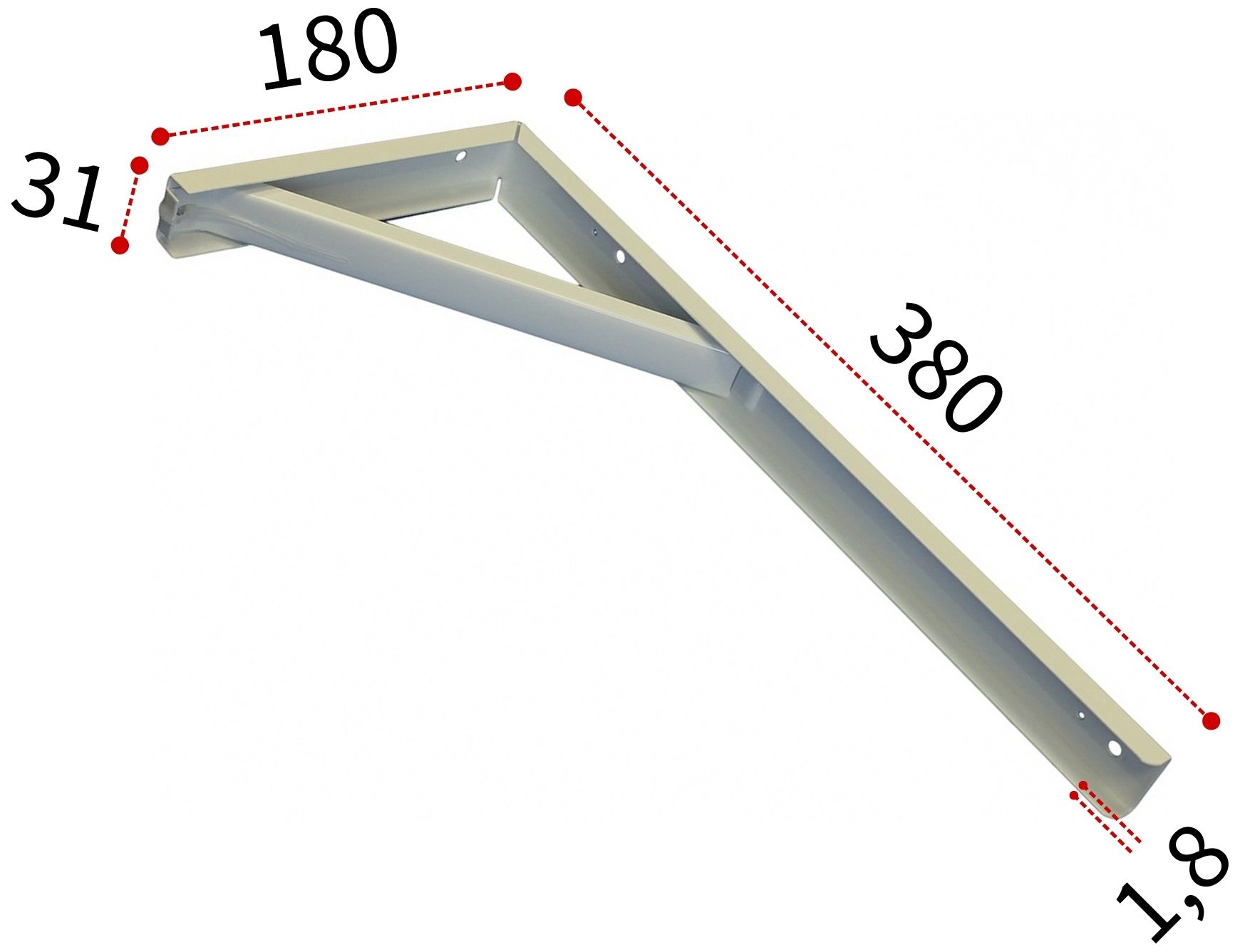 Кронштейн разборный с упором ПТ 380х180 (белый) - фото