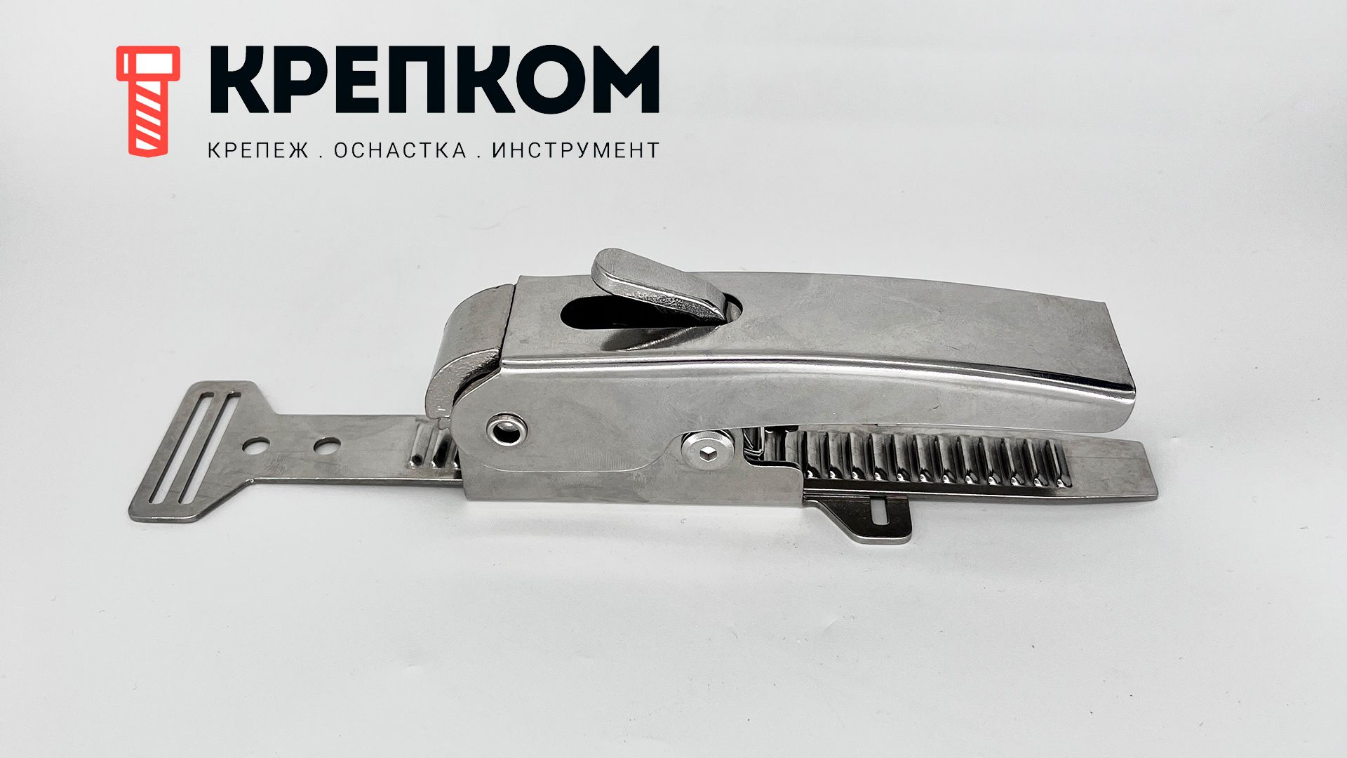 Замок-защелка с кольцевым натяжением L=132 мм, нагрузка 102 кг, BH13, нержавеющая сталь А2 - фото