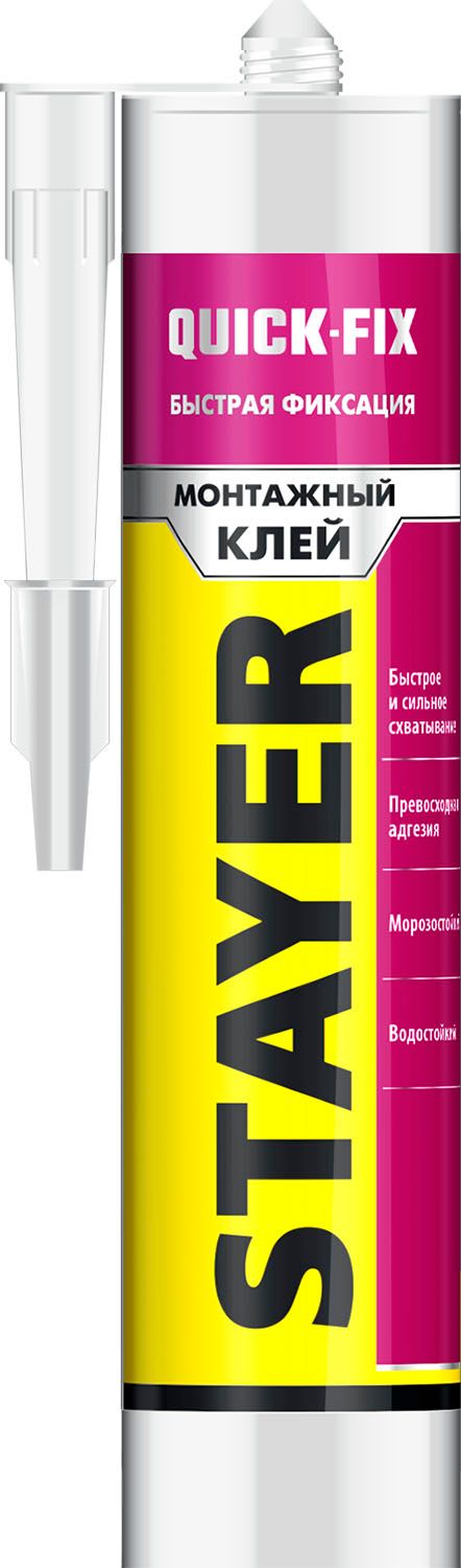 Клей монтажный мгновенная хватка QUICK FIX Stayer PROF 41324, 280 мл прозрачный - фото