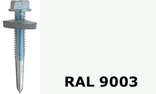 Саморез кровельный 5,5х32 мм с увеличенным сверлом РТ-5 и EPDM шайбой, RAL 9003 (сигнальный белый) - фото