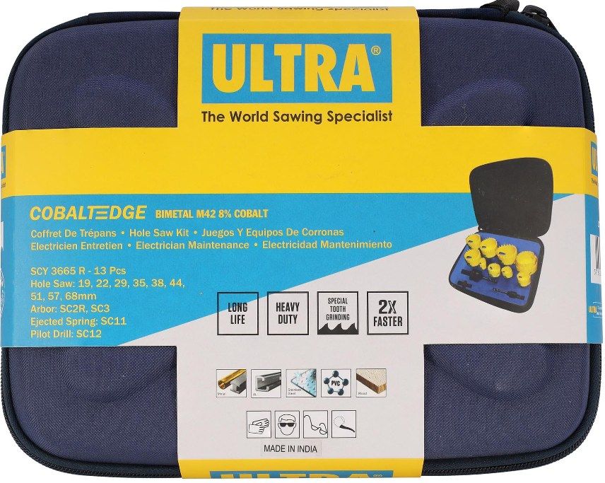 Набор коронок Bi-metall 19 - 68 мм зубья HSSE-Co8 5,5 TPI Ultra SCY 3665R, 13 предметов - фото