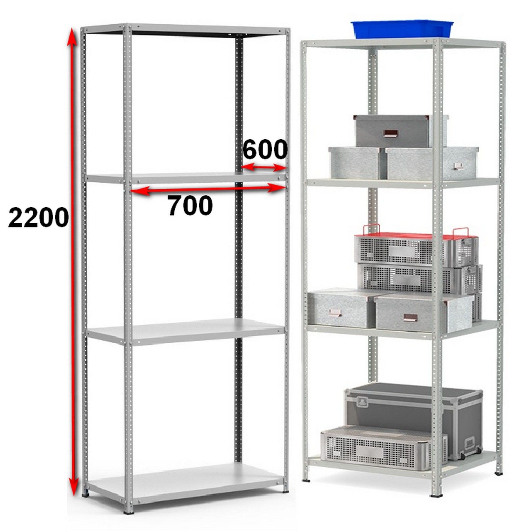 Стеллаж металлический до 150 кг, 4 полки Металл-завод СТФ 764-2,2 2200х700х600 мм - фото