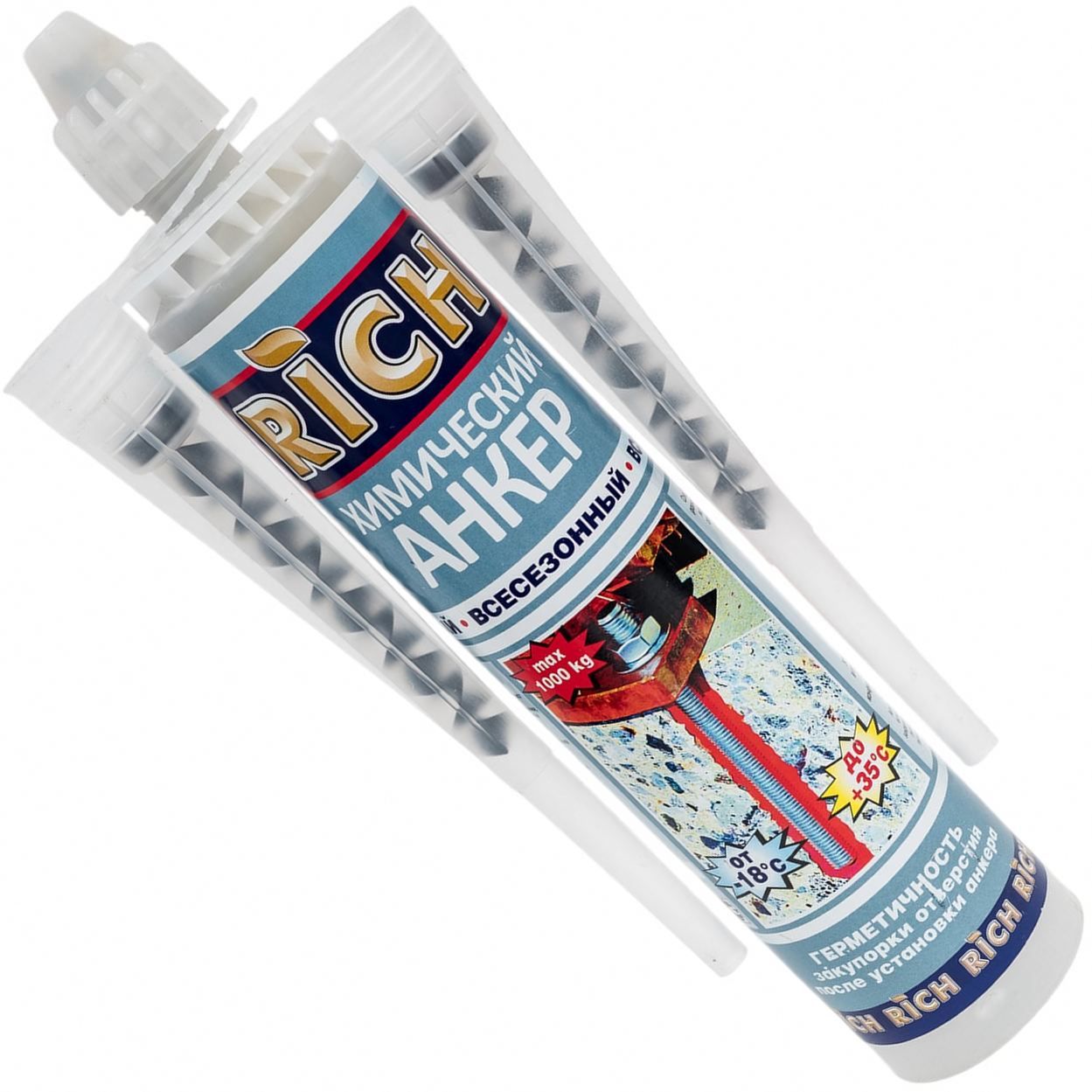Химический анкер 300 мл RICH, всесезонный, полиэстер, с насадками - фото