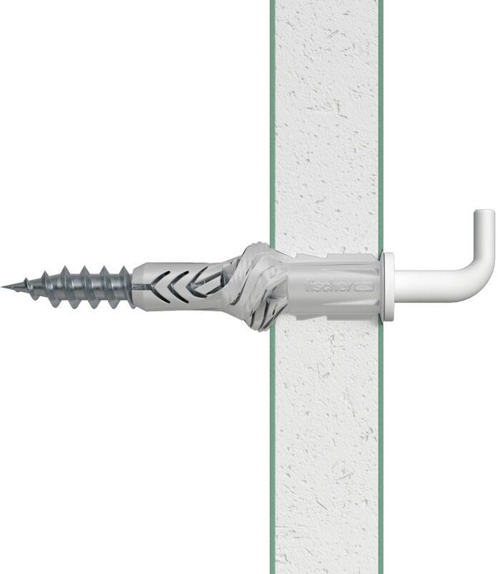 Дюбель UX 8х50 R с кромкой и саморезом с белым костылём WH N K NV Fischer 94628, нейлон, 2 шт в блистере - фото