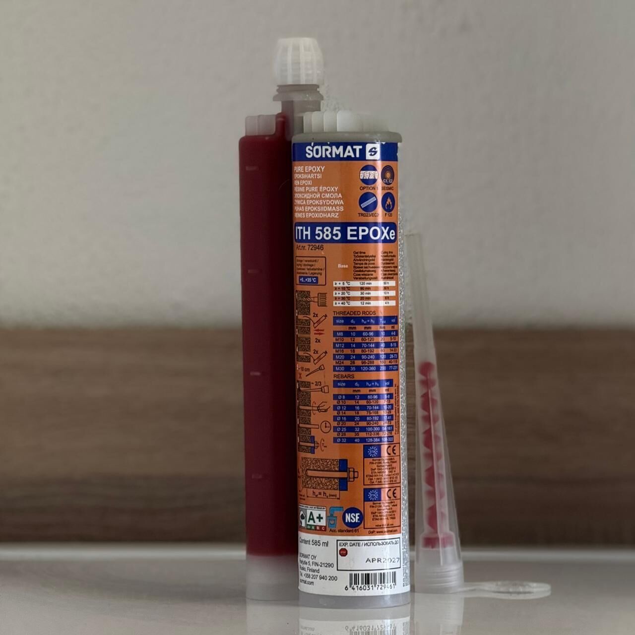 Масса инжекционная на основе эпоксидной смолы 585/385 мл Sormat ITH 585 Epoxe 72948 - фото